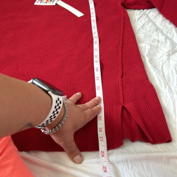 NWT CASLON Scoop Beck Ribbed hip length sweater in Red Chili - Picture 9 of 10